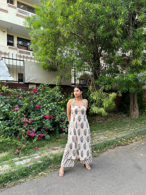 Backless bloom Halter Neck  Co- Ordset